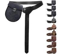 AUNGCSHE Confezione da 2 Cintura Medievale e Marsupio Medievale, Cintura Vichinga, Accessori Medievali, per Costume Medievale, Costume Vichingo, Gioco di Ruolo Rinascimentale (Ascia Nera)