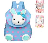 AUNGCSHE Zainetto Asilo Bambino 2 in 1 con Peluche 25cm, Schienale morbido e Bretelle Regolabili, Staccabile Peluche Doll Sacca Asilo, per 2-6 Anni Kindergarten Ragazzo e Ragazza (Blu)