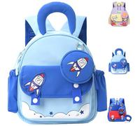 AUNGCSHE Zaino scuola materna, zaino per educazione fisica scuola e asilo, hort e presepe, razzo blu, Piccolo, Preppy