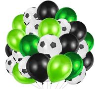 AUNGKWANG 40 Pezzi Palloncini Calcio Lattice, 12 Pollici Nero Verde Bianco Palloncini Compleanno Calcio, Decorazioni per Feste di Calcio per Bambini Compleanno Coppa del Mondo Tema Sportivo