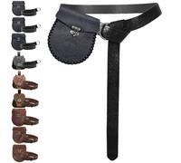 AUNGKWANG Abbigliamento Medievale per Uomo e Donna, Marsupio Medievale D'Epoca In Pelle Di, Cintura Vichinga MedievaleSet, per Costume Vichinghi Pirati Strega Cavalieri Rinascimentale