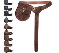 AUNGKWANG Abbigliamento Medievale per Uomo e Donna, Marsupio Medievale D'Epoca In Pelle Di, Cintura Vichinga MedievaleSet, per Costume Vichinghi Pirati Strega Cavalieri Rinascimentale