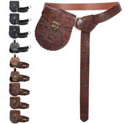 AUNGKWANG Abbigliamento Medievale per Uomo e Donna, Marsupio Medievale D'Epoca In Pelle Di, Cintura Vichinga MedievaleSet, per Costume Vichinghi Pirati Strega Cavalieri Rinascimentale