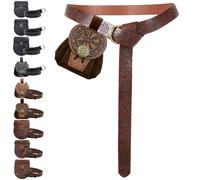 AUNGKWANG Abbigliamento Medievale per Uomo e Donna, Marsupio Medievale D'Epoca In Pelle Di, Cintura Vichinga MedievaleSet, per Costume Vichinghi Pirati Strega Cavalieri Rinascimentale