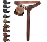 AUNGKWANG Abbigliamento Medievale per Uomo e Donna, Marsupio Medievale D'Epoca In Pelle Di, Cintura Vichinga MedievaleSet, per Costume Vichinghi Pirati Strega Cavalieri Rinascimentale