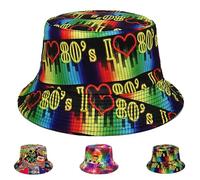 AUNGKWANG Cappello da Pescatore, Stile retrò, 80 Anni '90, Unisex, alla Moda, Cappello da Pesca Double Face, Pieghevole, per Discoteca Hip Hop Outdoor, Amore, 30