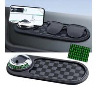 AUNGKWANG Multifunction Car Anti-Slip Mat Auto Universale Phone Holder, con Supporto Girevole a 360° e Targa Temporanea per Parcheggio, Tappetino Antiscivolo Auto per Cellulare, Chiavi