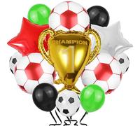 AUNGKWANG Palloncini Calcio Lattice Set, Nero Bianco Verde Foglio D'alluminio Palloncini Compleanno Calcio, Decorazioni per Feste di Calcio per Bambini Compleanno Coppa del Mondo Tema Sportivo