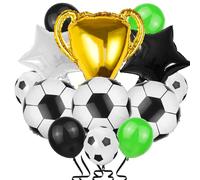 AUNGKWANG Palloncini Calcio Lattice Set, Nero Bianco Verde Foglio D'alluminio Palloncini Compleanno Calcio, Decorazioni per Feste di Calcio per Bambini Compleanno Coppa del Mondo Tema Sportivo