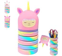 AUNGKWANG Unicorno Astuccio Telescopico, Kawaii Astuccio Scuola 2 in 1 in Morbido Silicone, Astuccio Portapenne, Astuccio Bambino per Scuola, Materiale Scolastico Ragazze Present