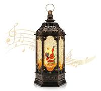 Auniq Christmas Lantern,LED Music Lantern with Christmas Snow Globe,Christmas Lantern Retro Christmas Decorations Home Decoration,USB Socket or Battery Powered...