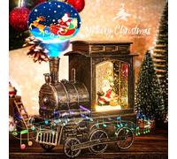 Auniq Lanterna di Natale a globo di neve con Proiettore dinamico e musica, Vintage Globo di Neve Natalizio LED Musicale Babbo Natale e Fiocco di Neve Lampada di Natale, Luce notturna di Natale Regalo