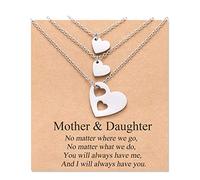 Aunis Collana con ciondolo a forma di cuore, 2/3, regalo per mamma e figlia, Adjustable, 20 inches (chain length), Acciaio inossidabile, Non pietra preziosa