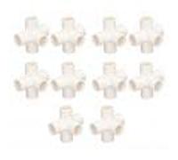 AUNMAS 10 Pezzi Raccordi per tubi in PVC, Connettore per tubi a gomito tridimensionale a 5 vie di 20 mm ad angolo retto Raccordo a gomito per mobili (Bianco)