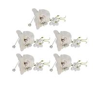 AUNMAS 5 Pezzi Fiore All'occhiello dello Sposo Set Elegante Fiore All'occhiello per Uomo Fiore Matrimonio Fiori Artificiali Realistico Spilla Fiore Artificiale per Matrimonio (Bianco)