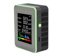 AUNMAS Misuratore di qualità Dell'aria per Interni, Tester Portatile 6 in 1 per qualità Dell'aria per CO2 PM2,5 HCHO TVOC con Misuratore di Temperatura e umidità, per Casa, Auto, Hotel, (e verde)