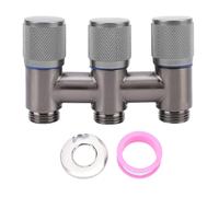 AUNMAS Recinzione Splitter D'acqua per Bagno da Bagno, Balcone, Acciaio Inossidabile 3 Uscita per Servizi Igienici e Lavatrice (Grigio fumaiolo)