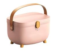 AUNMAS Scatola di Stoccaggio Domestica, Organizzatore di Scatole Mediche a Doppio Strato Ovale in Plastica Multi Griglia con Manico per Auto, Casa, Scuola, Viaggi, Campeggio, Escursioni (PINK)