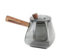 AUNMAS Tociera in Vetro con Manico in Legno, Tea da Separazione Dell'acqua da 500 Ml di Separazione D'acqua con Infusore Rimovibile per tè in Fiore e Bollitore per tè da tè a Foglie