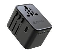 AUNNO Adattatore Universale da Viaggio, Adattatore da 30 W con 3 Porte USB-C e 2 Porte USB-A, Tutto in Uno Con Doppio Fusibile di Sicurezza per Europa, Regno Unito, Stati Uniti ecc