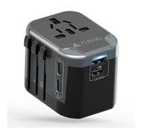 AUNNO Adattatore universale da viaggio, adattatore da viaggio internazionale con 2 porte USB-C e 2 USB, adattatore da viaggio con doppia sicurezza, adattatore UK to European Plug Adaptor for EU USA