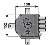 AUNO 1550 SERRATURA PER PORTA IN LEGNO QUINTUPLICE