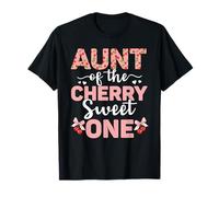 Aunt Of The Cherry Sweet One First Birthday Cherry Lover Maglietta