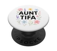 Aunt Tifa Floral Resistance Protest Resist Fascism No Kings PopSockets PopGrip Adesivo