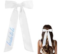 Aunthvra Fiocco per capelli da sposa con ricamo blu in nastro di raso clip per capelli per addio al nubilato accessori per capelli per donne sposa per essere addio al nubilato forniture per feste