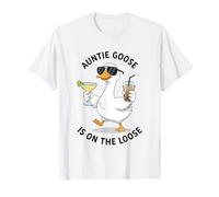 Auntie Goose Is On Loose Fun Summer Vibes Design a Forma di Papera Maglietta