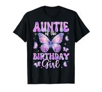 Auntie of The Birthday Girl Butterfly Family Matching Maglietta