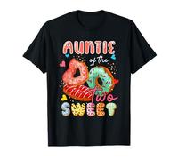Auntie Of Two Sweet Cute Donuts Lover, famiglia per il secondo compleanno Maglietta