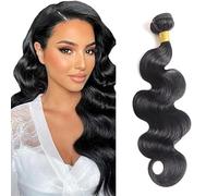 AuokMar 1B Natural Black Body Wave Human Hair Bundle Unprocessed Brazilian Body Wave Capelli Umani Estensione Doppia Weft Remy Hair Extension For Women 50g/pc 22 Pollice