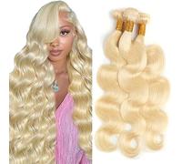 AuokMar 26 26 26 Pollice #613 Light Bionda Body Wave Bundle Umano Capelli Premium Unprocessed Body Wave Capelli Umani Doppia Weft Brazilian Remy Hair Extension per le donne 3 Bundle Totale 150g