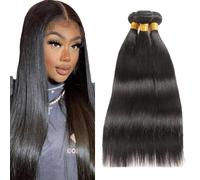 AuokMar 26 26 26 Pollice Natural Black Straight Bundle Umano Capelli Premium Unprocessed dritto Capelli Umani Doppio Weft Brazilian Remy Hair Extension 3 Bundle Totale 150g