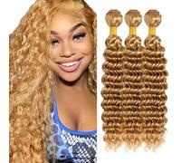 AuokMar #27 Honey Blonde Water Wave Bundles Human Hair Premium Unprocessed Blonde Water Wave capelli umani Double Weft Brazilian Remy Hair Extensions 3 Bundle Total 150g 20 20 20 Inch