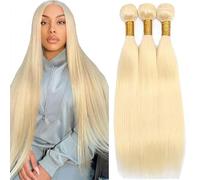 AuokMar 30 30 30 Pollice #613 Light Bionda Straight Bundle Umano Capelli Premium Unprocessed diritto Capelli Umani Doppio Weft Brazilian Remy Hair Extension per le donne 3 Bundle Totale 150g
