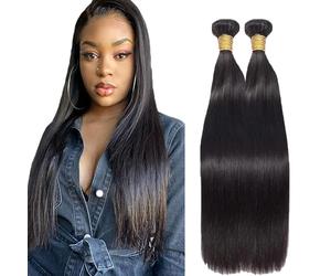 AuokMar 30 30 Pollice naturale nero dritto Bundle umano capelli Premium Unprocessed dritto capelli umani estensioni doppie Weft Brazilian Remy capelli estensioni per le donne 50g/pacchetto