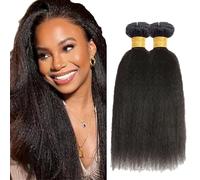 AuokMar 30 30 Pollice naturale nero Yaki dritto Bundle umano capelli Premium Unprocessed Yaki diritto capelli umani estensioni doppia Weft Brazilian Remy capelli estensioni per le donne 50g/bundle