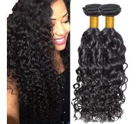 AuokMar 30 30 Pollici Natural Black Water Wave Bundles Human Hair Premium Unprocessed Water Wave capelli umani Extensions Double Weft Brazilian Remy Hair Extensions For Women 50g/Bundle