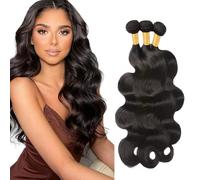 AuokMar 32 32 32 Inch Natural Black Body Wave Bundle Umano Capelli Premium Unprocessed Body Wave Capelli Umani Doppia Weft Brazilian Remy Hair Extension 3 Bundle Totale 150g