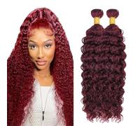 AuokMar 32 32 Inch #99j Burgundy Water Wave Bundles Human Hair Premium Unprocessed Water Wave capelli umani Extensions Double Weft Brazilian Remy Hair Extensions For Women 50g/Bundle