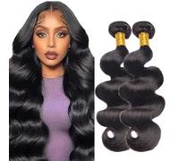 AuokMar 34 34 Pollice Natural Black Body Wave Bundle Umano Capelli Premium Unprocessed Body Wave Capelli Umani Estensioni Doppio Weft Brazilian Remy Hair Extension per le donne 50g/Bundle