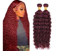 AuokMar #99j Burgundy Water Wave Bundles Human Hair Premium Unprocessed Water Wave capelli umani Extensions Double Weft Brazilian Remy Hair Extensions For Women 50g/Bundle 12 12 Inch