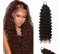 AuokMar Feather Crochet Hair Extension Bundles #4 Chocolate Brown Deep Wave Reusable Miracle Hair Bundles 50 G/Pc 20 Strands Pre-Separated Crochet Hair For Woman 18 Inch