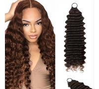 AuokMar Feather Crochet Hair Extension Bundles #4 Chocolate Brown Deep Wave Reusable Miracle Hair Bundles 50 G/Pc 20 Strands Pre-Separated Crochet Hair For Woman 16 Inch