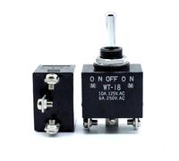 AUOQKQUT 1PC WT-18AT Toggle Switch WT18 Shake Head Switch Three-Speed Double-Sided Self-Reset (On)-off-(On) M12 6A250V
