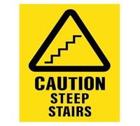 AUOQKQUT Caution Steep Stairs Warning Metal Tin Sign 12x8 Inch