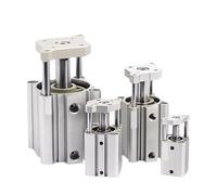 AUOQKQUT CQMB Type CQMB20/25/32 No Magnet Stroke 5-100mm Thin AIR Cylinder Double Acting Guide Rod Compact Pneumatic Cylinder(CQMB25,10mm Stroke) AUOQKQUT