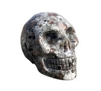 AUOQKQUT Flame Stone Crystal Skull - Handcrafted Gemstone Art Sculpture for Home Décor, Halloween, or Gift